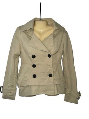 New York & Company Beige Double-Breasted Trench Coat